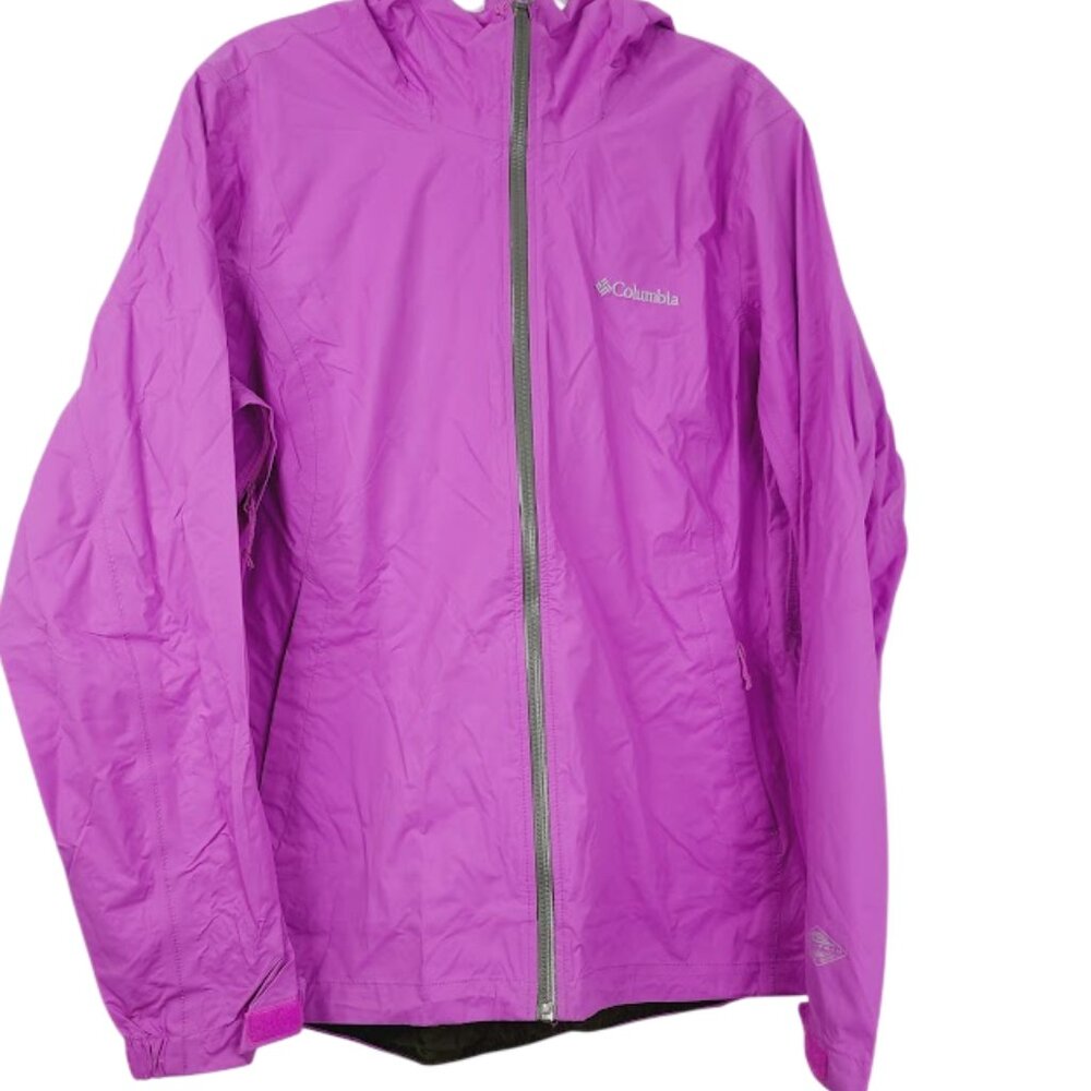 Columbia Women's Purple Omni-Tech Waterproof Breathable Rain Jacket Size L - Picture 1 of 7